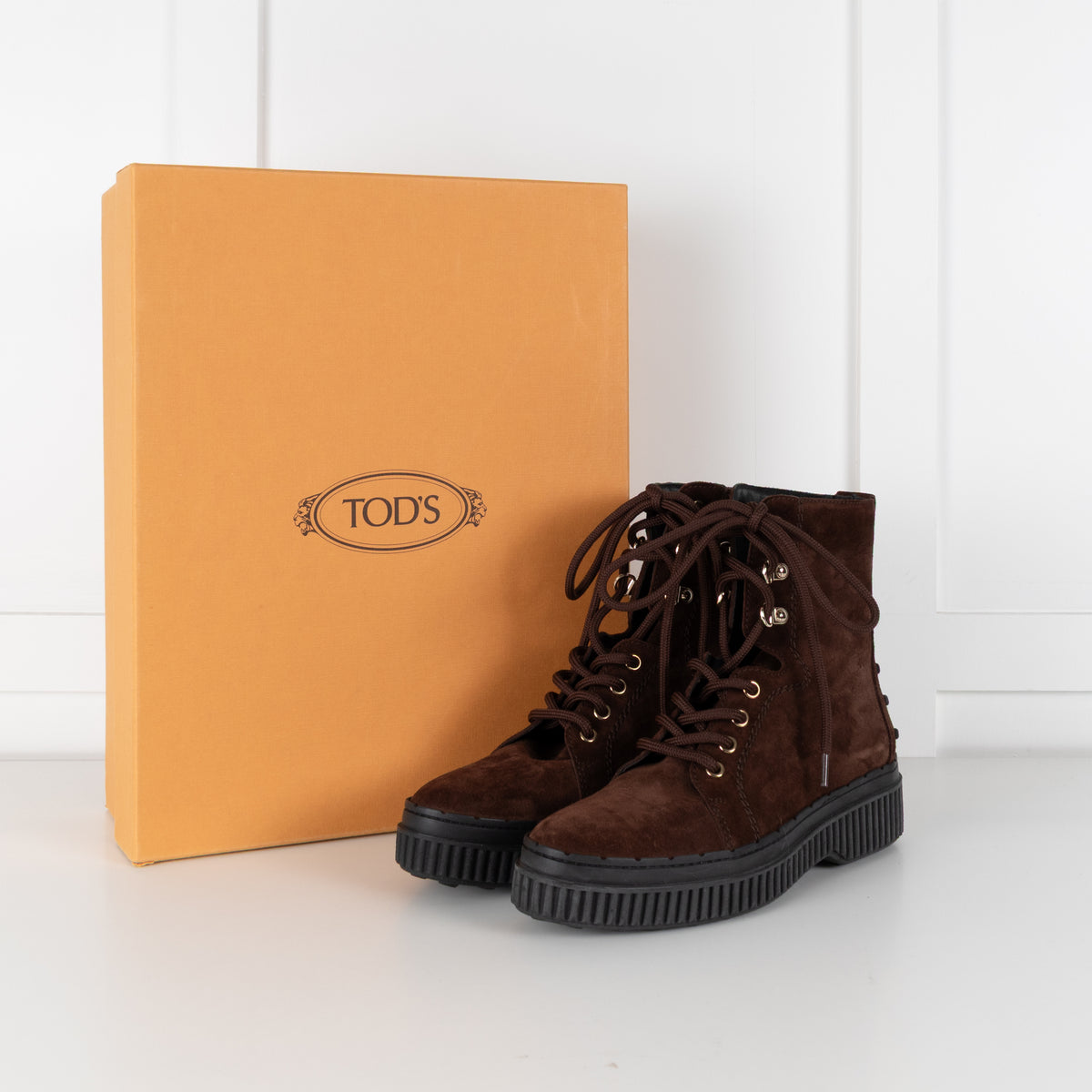 Tod's Brown Suede Lace Up Ankle Boots