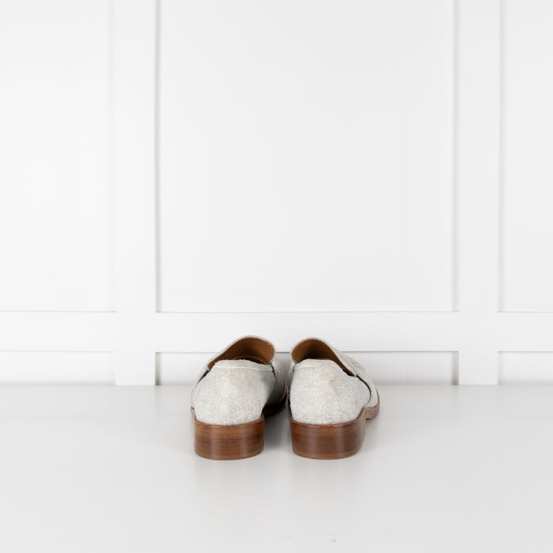 Acne Grey Felted Loafers with Logo Plaque