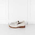 Acne Grey Felted Loafers with Logo Plaque