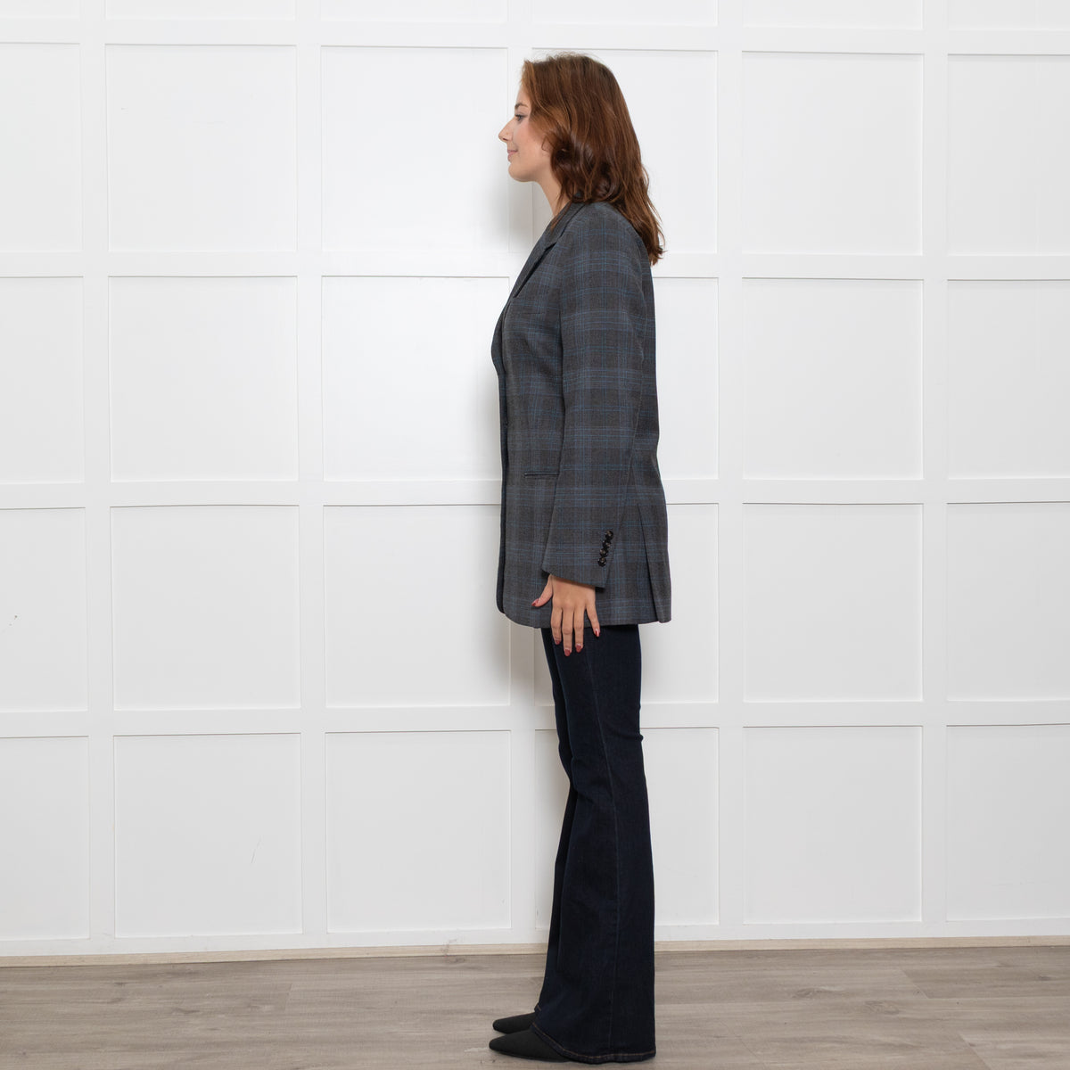 Essential Antwerp Grey Blue Check Blazer Jacket