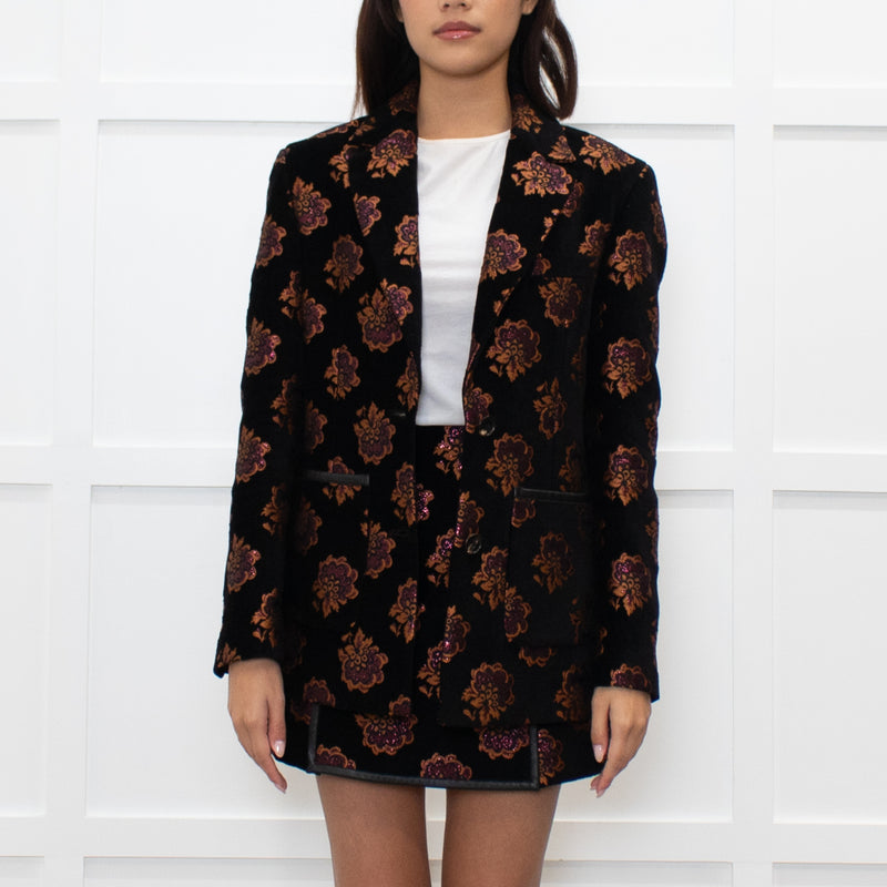 La Double J Black Bronze Floral Blazer Jacket
