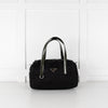 Prada Black Boston Nylon With Green Patent Leather Handles Mini Bag
