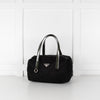 Prada Black Boston Nylon With Green Patent Leather Handles Mini Bag