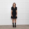 Fendi Black Shift Dress with Frill Shoulders and Chain Neck