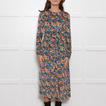 Stine Goya Multi Coloured Floral Devore Midi Dress