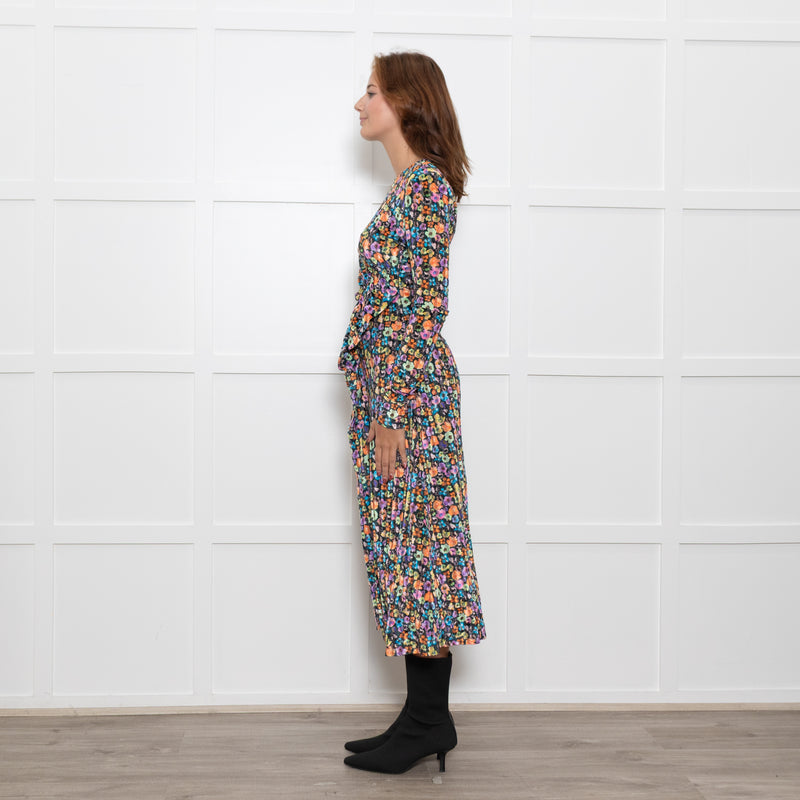 Stine Goya Multi Coloured Floral Devore Midi Dress