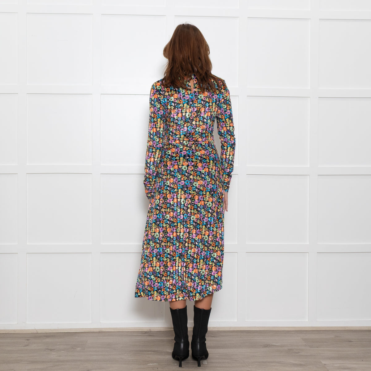 Stine Goya Multi Coloured Floral Devore Midi Dress