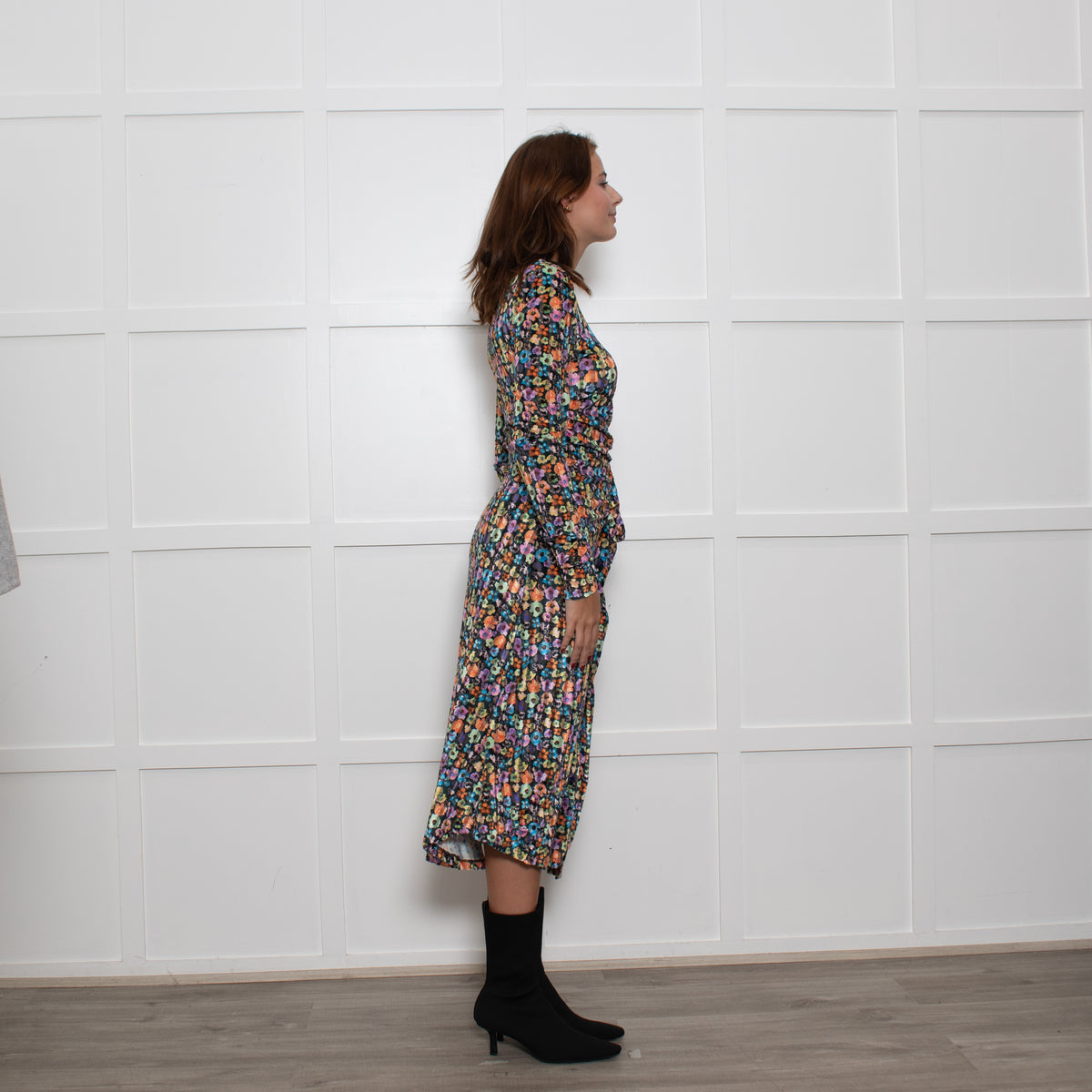 Stine Goya Multi Coloured Floral Devore Midi Dress