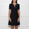 Fendi Black Shift Dress with Frill Shoulders and Chain Neck