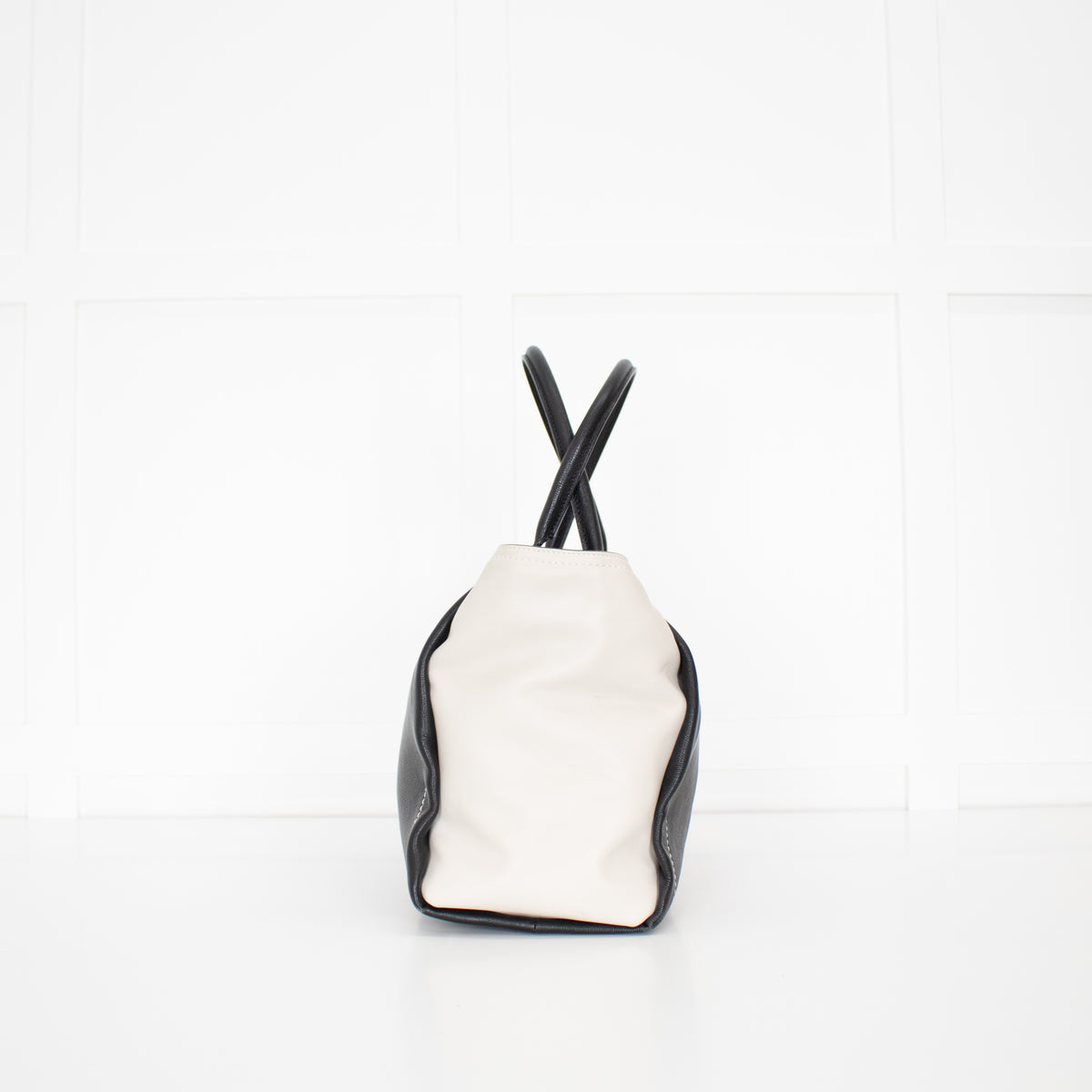 Lanvin Black Cream Trilogy Leather Tote Bag