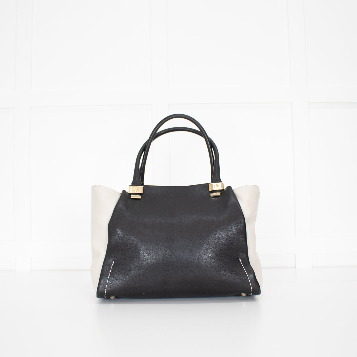 Lanvin Black Cream Trilogy Leather Tote Bag