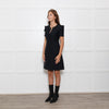 Fendi Black Shift Dress with Frill Shoulders and Chain Neck