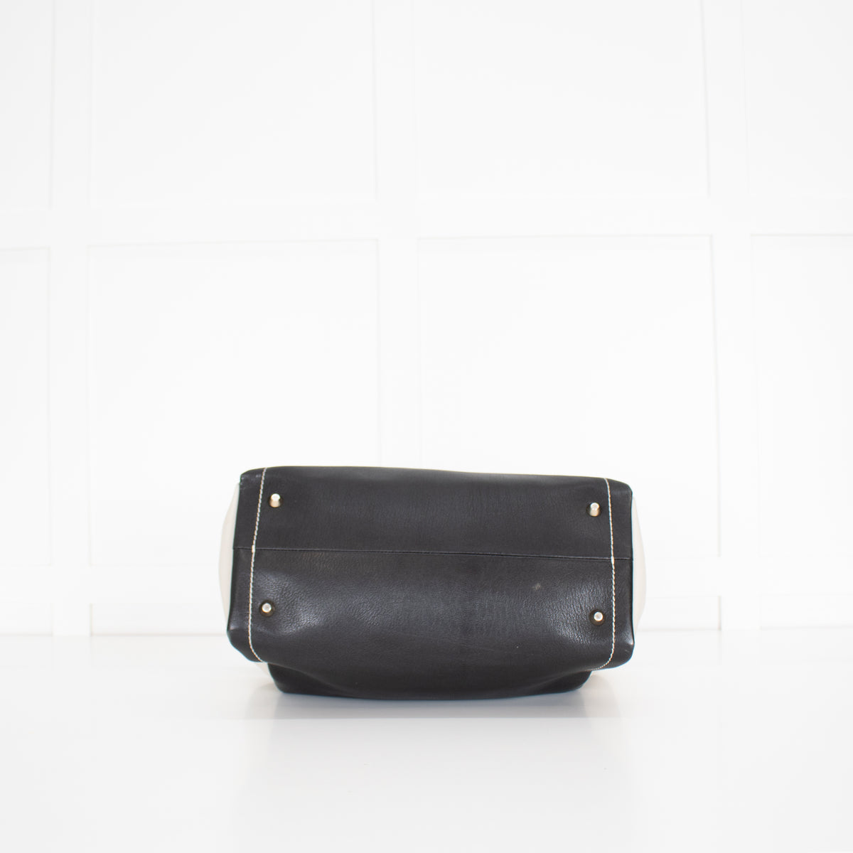 Lanvin Black Cream Trilogy Leather Tote Bag