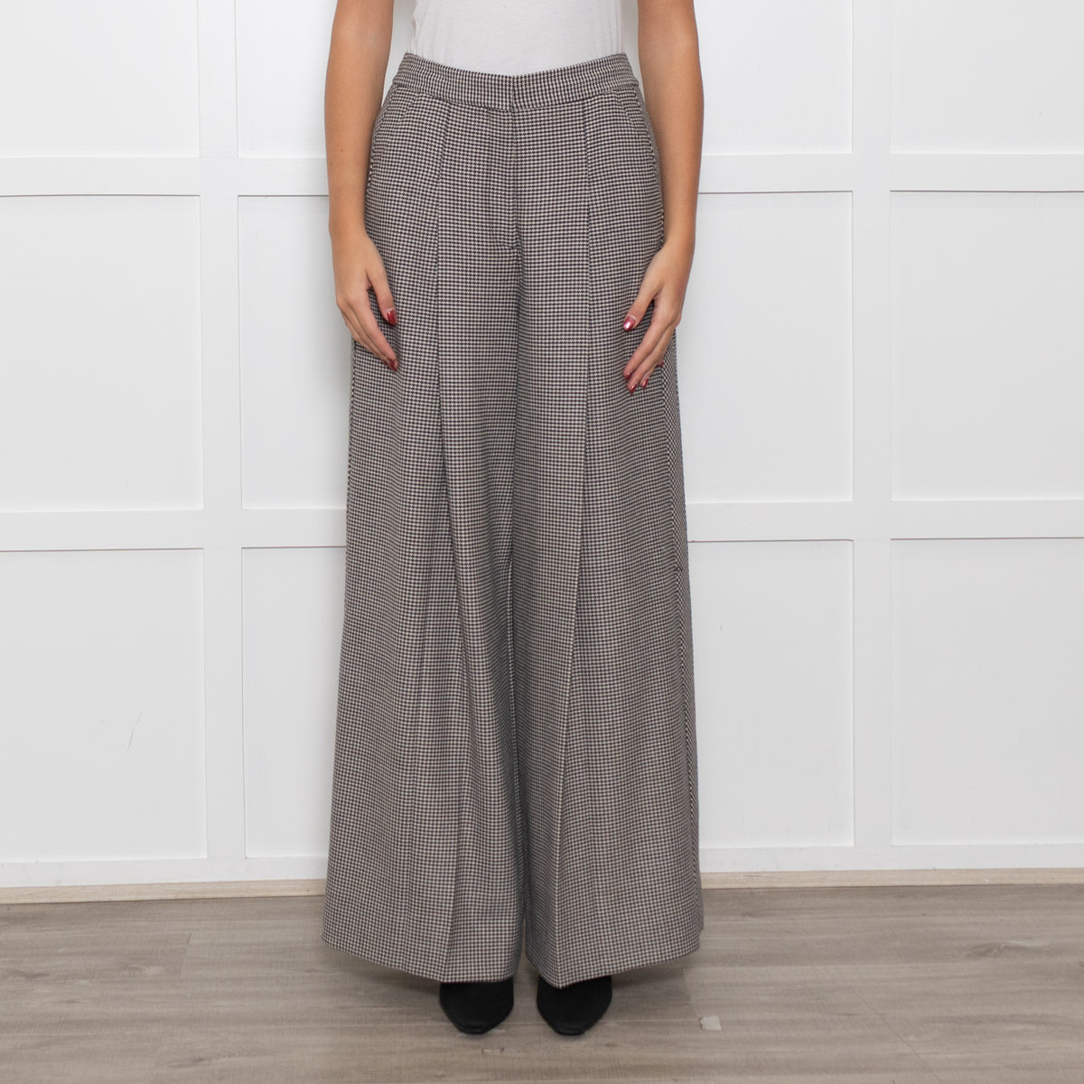 Me + Em Mini Houndstooth Wide Leg Trousers