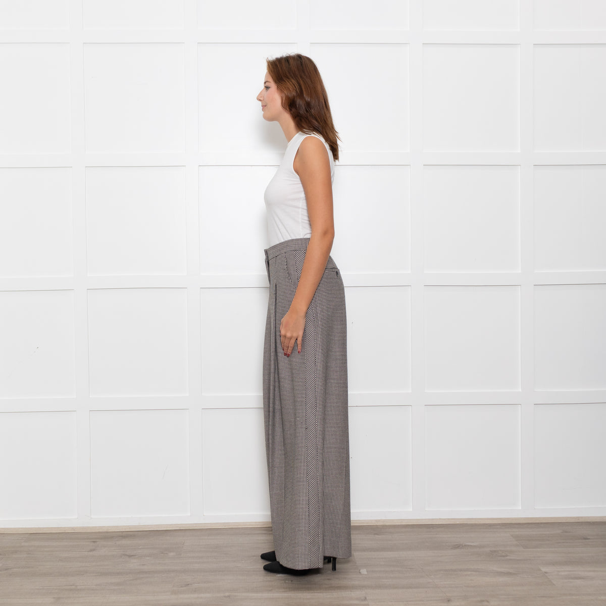 Me + Em Mini Houndstooth Wide Leg Trousers