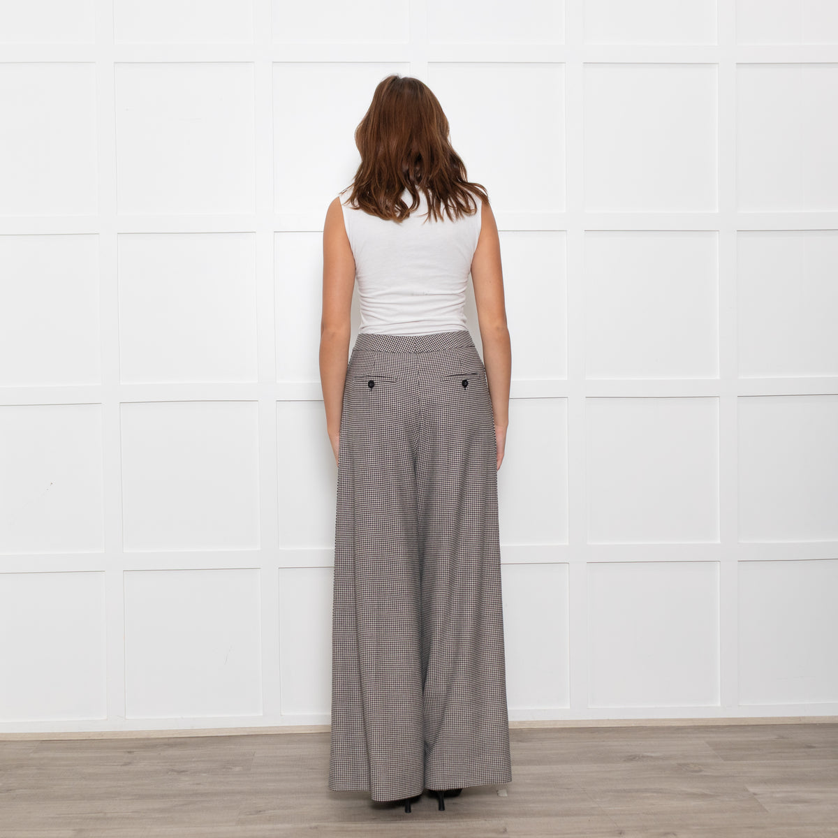 Me + Em Mini Houndstooth Wide Leg Trousers