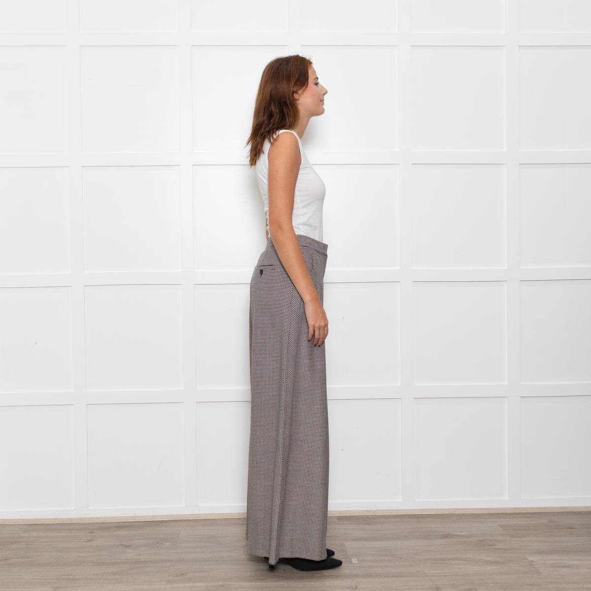 Me + Em Mini Houndstooth Wide Leg Trousers