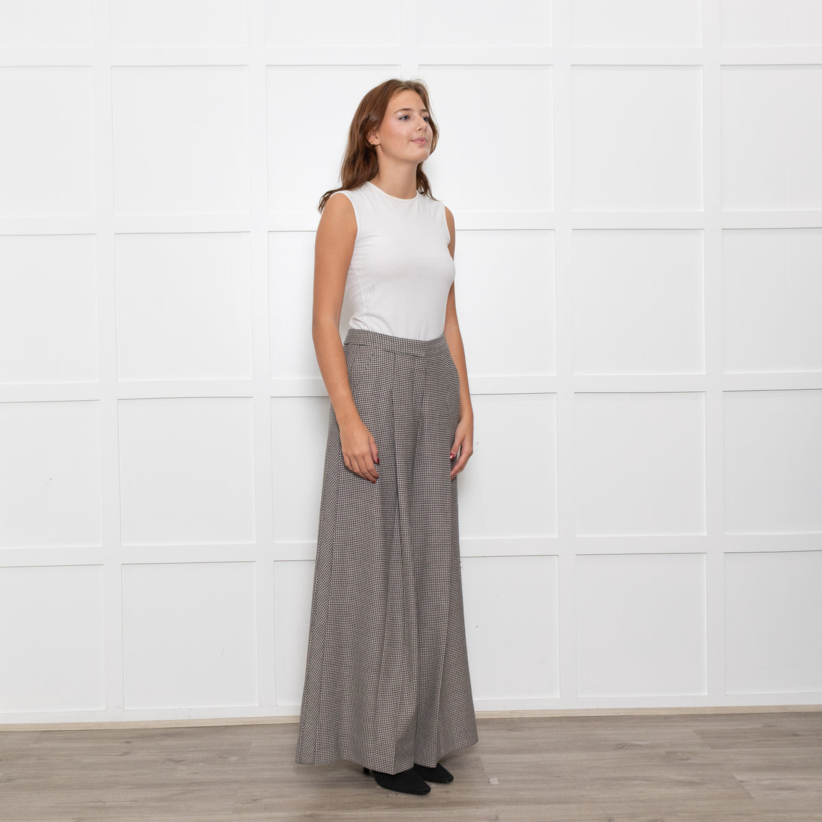 Me + Em Mini Houndstooth Wide Leg Trousers