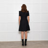 Fendi Black Shift Dress with Frill Shoulders and Chain Neck