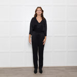By Iris Black Jaquard Silky Jumpsuit