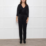 By Iris Black Jaquard Silky Jumpsuit