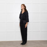 By Iris Black Jaquard Silky Jumpsuit