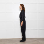 By Iris Black Jaquard Silky Jumpsuit