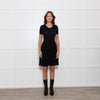 Maje Black Knitted Short Sleeve Plisse Skirt Mini Dress