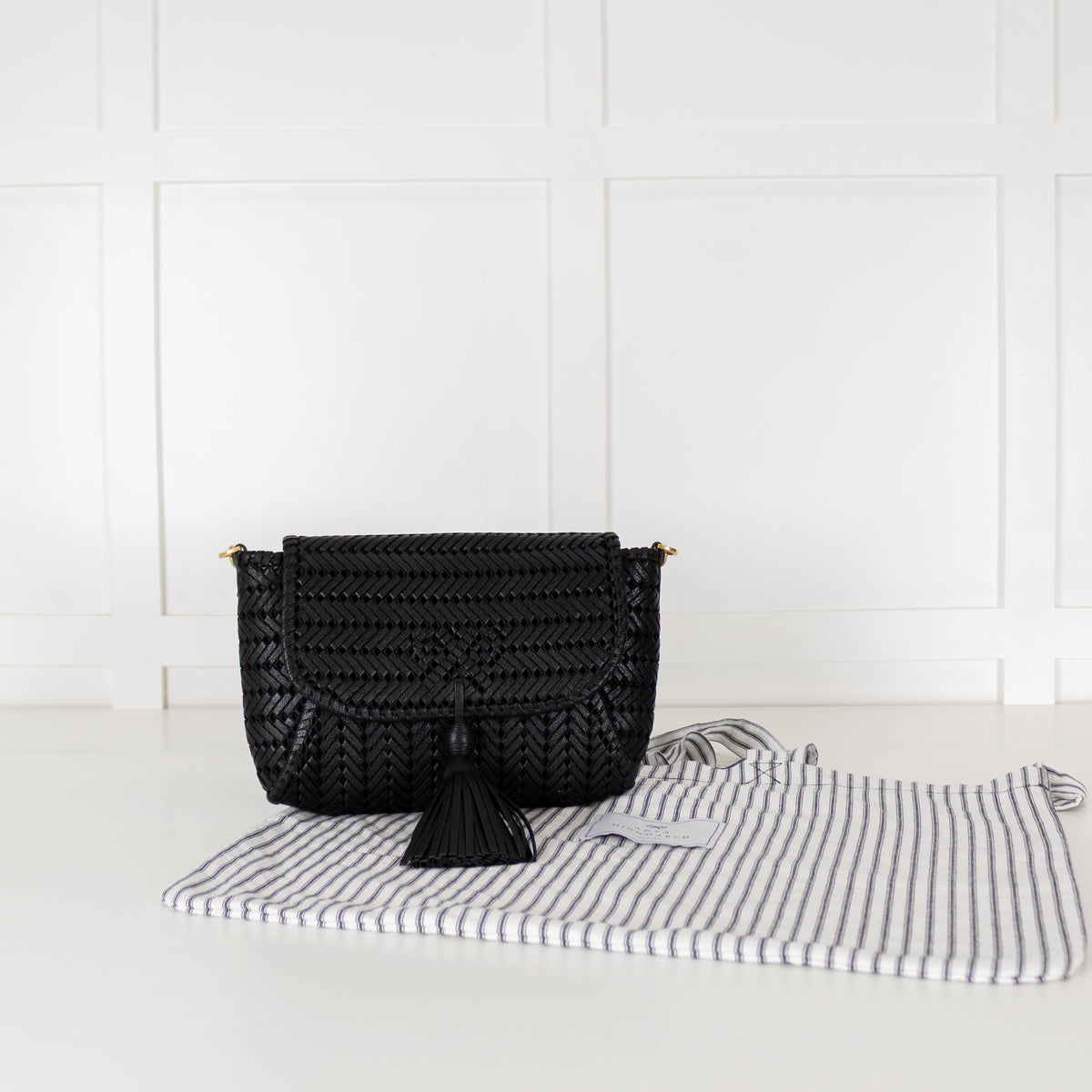 Anya Hindmarch Black Neeson Tassel Woven Bag