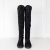 Stuart Weitzman Black Suede & Fabric Over The Knee Boots