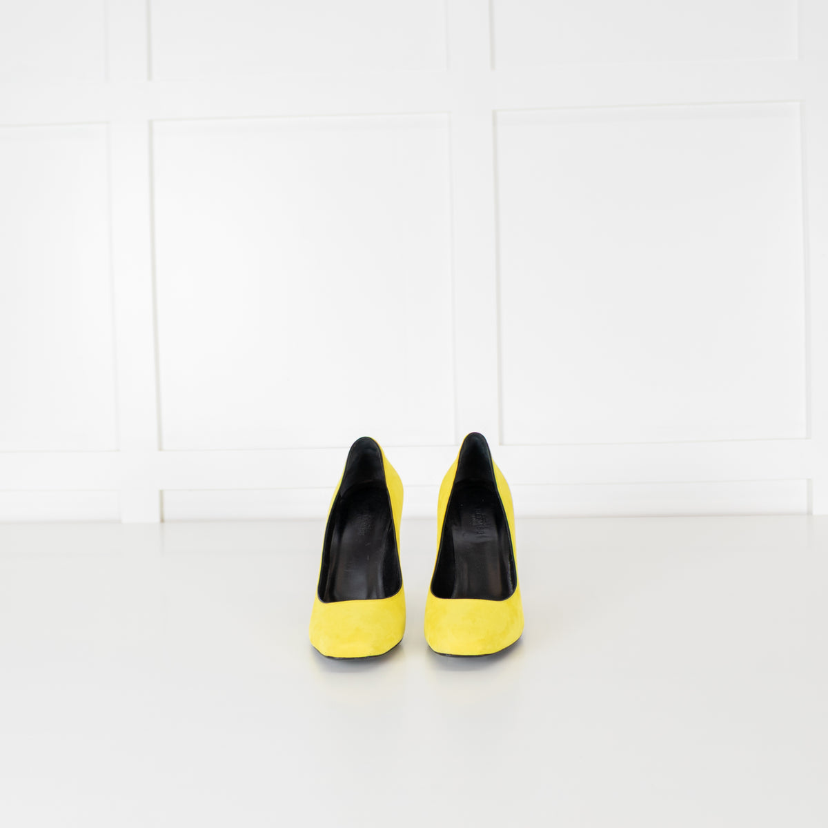 Hermes Neon Yellow Suede Square Heels
