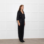 By Iris Black Jaquard Silky Jumpsuit