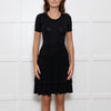 Maje Black Knitted Short Sleeve Plisse Skirt Mini Dress