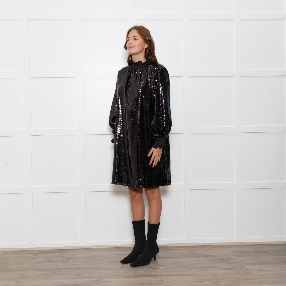 Acheval Black Sequin Oversized Tunic Dress