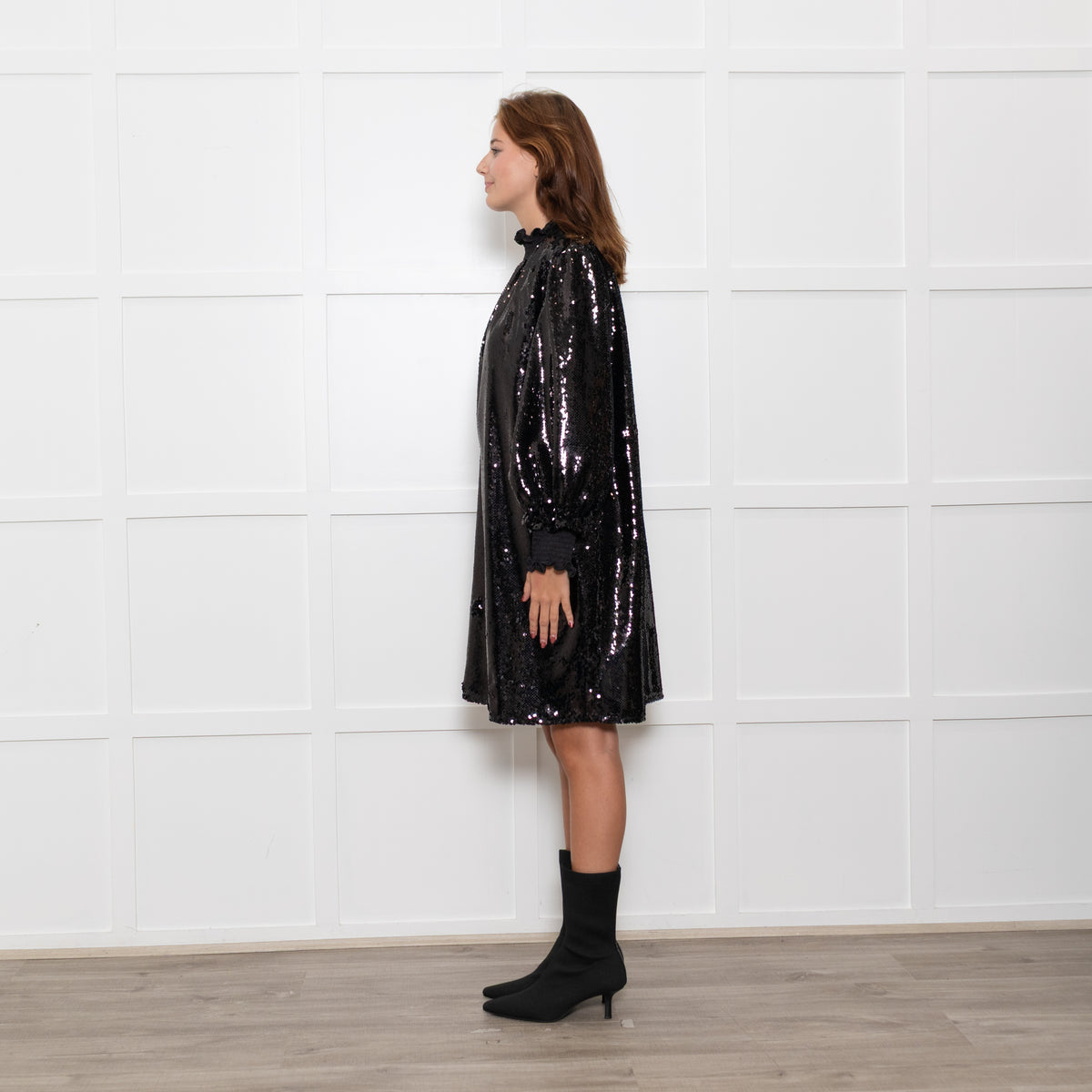 Acheval Black Sequin Oversized Tunic Dress