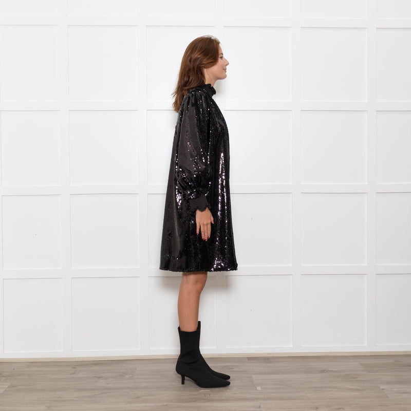 Acheval Black Sequin Oversized Tunic Dress