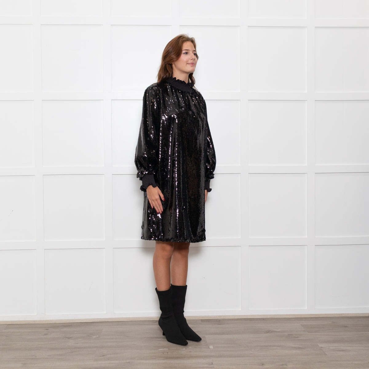 Acheval Black Sequin Oversized Tunic Dress