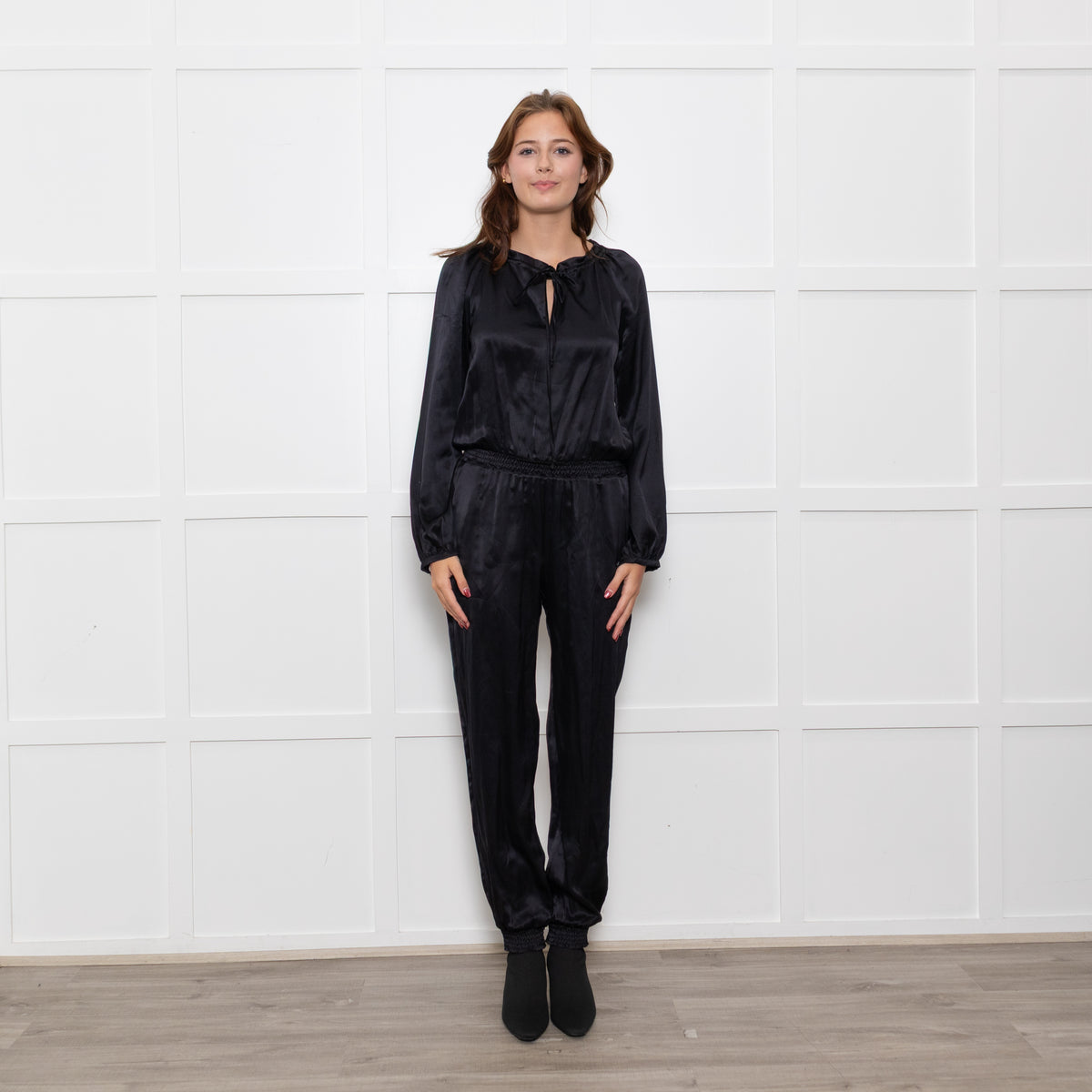 Ridley Black Silk Elasticated Waist Jumpsuit