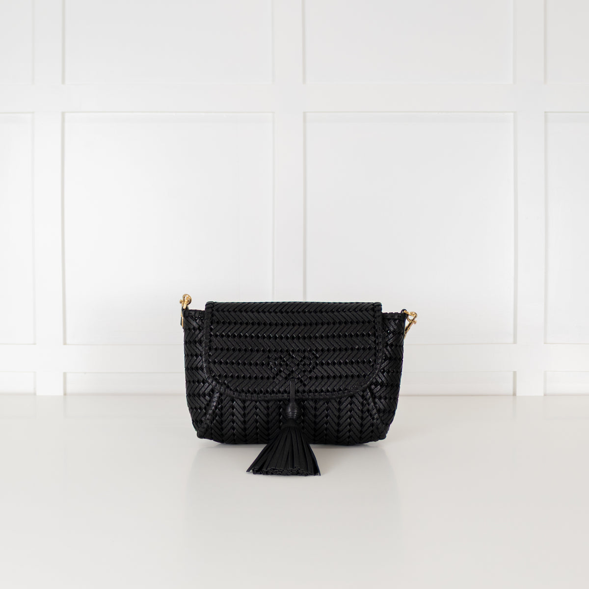 Anya Hindmarch Black Neeson Tassel Woven Bag