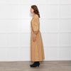 Ganni Caramel Rushed Long Sleeve Cotton Maxi Dress