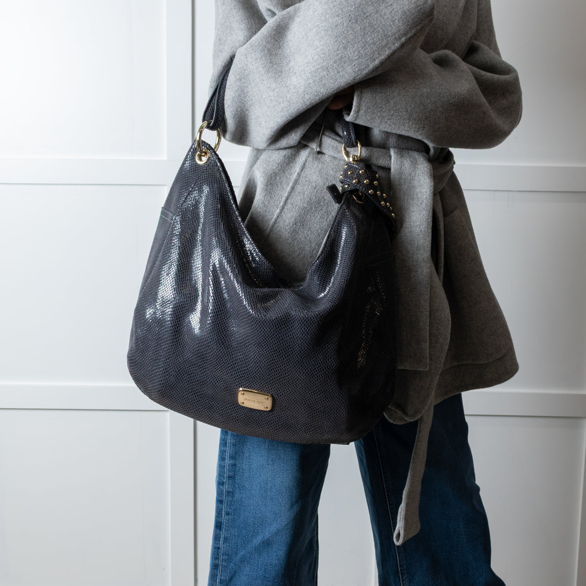 Jimmy Choo Grey Embossed Leather Bag