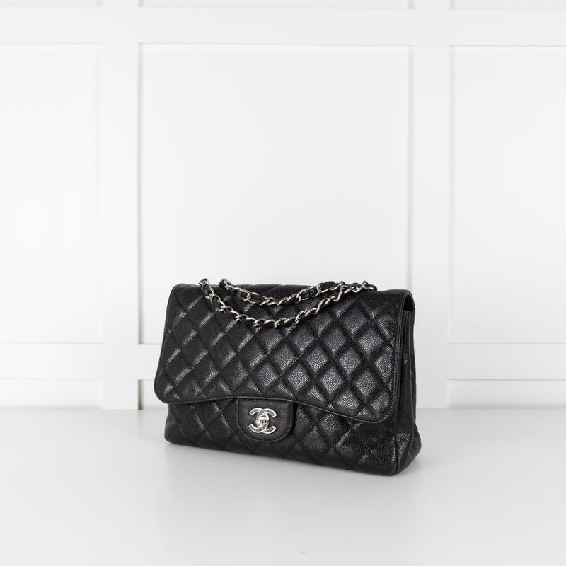 Chanel Jumbo Black Caviar Single Flap Bag