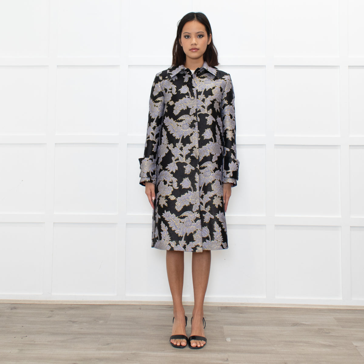 La Double J Black Lilac Gold Jacquard Coat