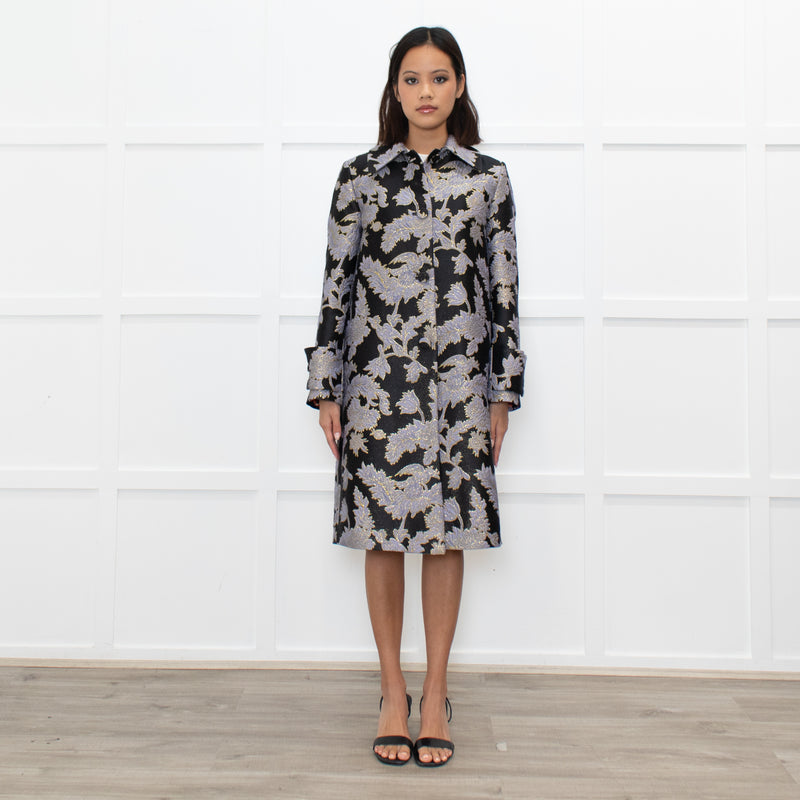 La Double J Black Lilac Jacquard Mini Skirt