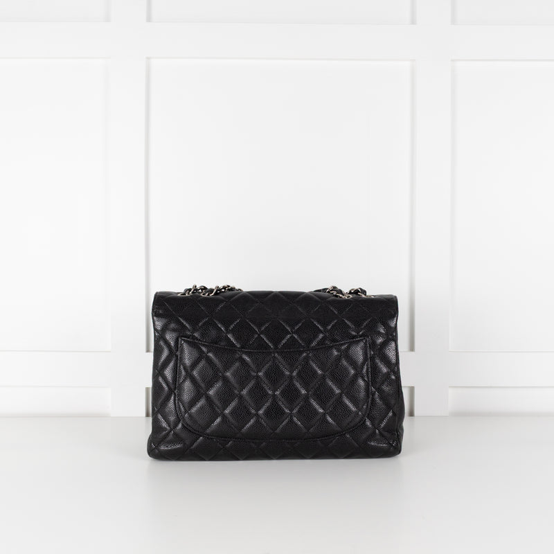 Chanel Jumbo Black Caviar Single Flap Bag