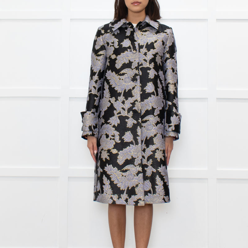 La Double J Black Lilac Gold Jacquard Coat