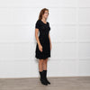 Maje Black Knitted Short Sleeve Plisse Skirt Mini Dress