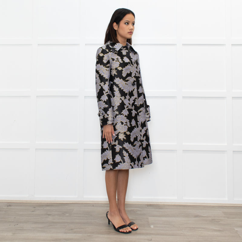 La Double J Black Lilac Gold Jacquard Coat