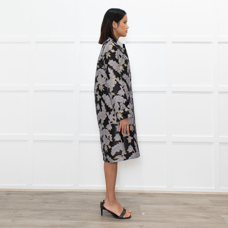 La Double J Black Lilac Gold Jacquard Coat