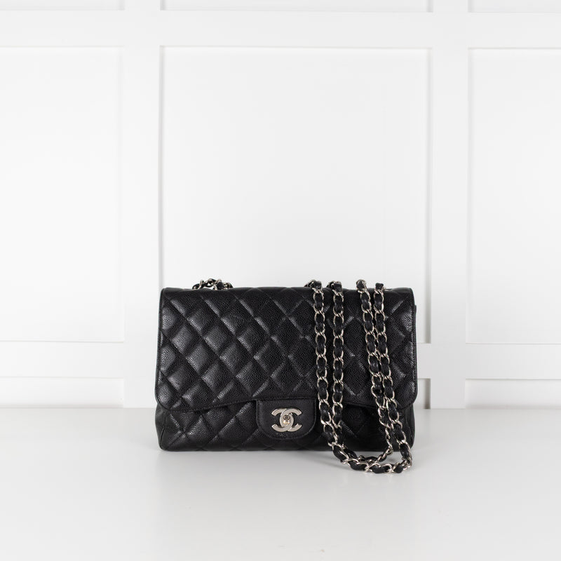 Chanel Jumbo Black Caviar Single Flap Bag